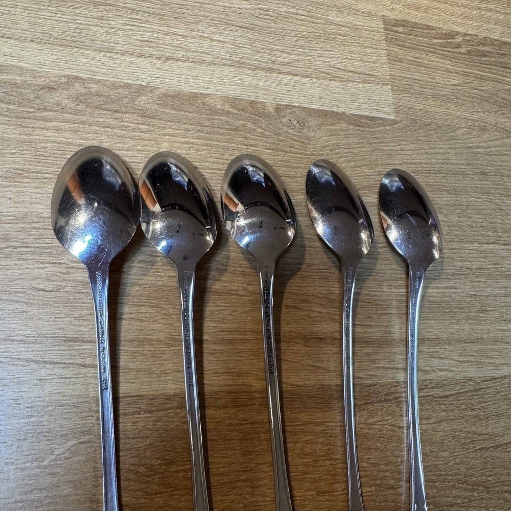 KENNETT SQUARE 5 Iced Tea Spoons Oneida Distinction Deluxe Stainless HH - Picture 10 of 12